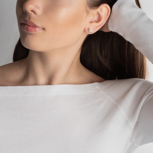 Kolczyki kulki Savicki: złote, cyrkonie, perły